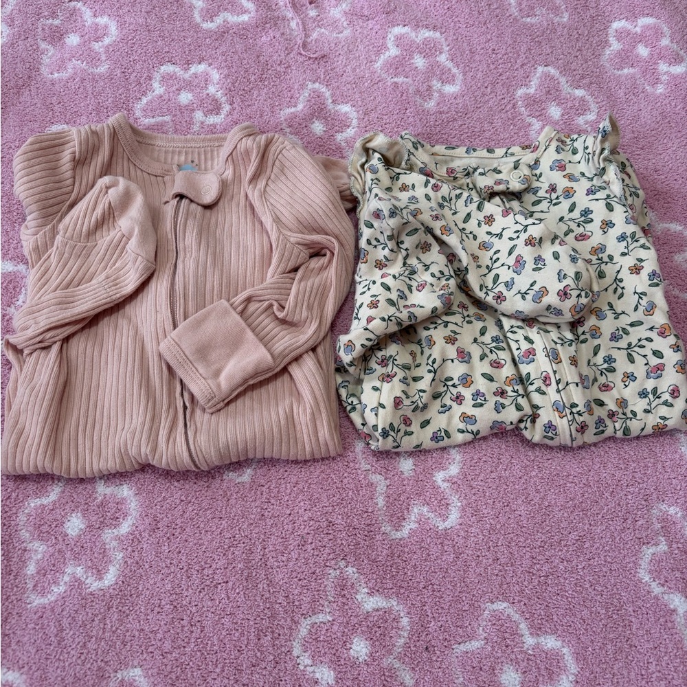 Pink Ribbed Cardigan and Floral Onesie Set